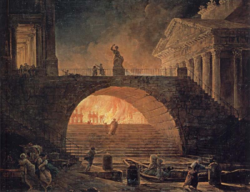 ROBERT, Hubert The blaze in Rom,18.Juli 64 n. Chr. oil painting picture